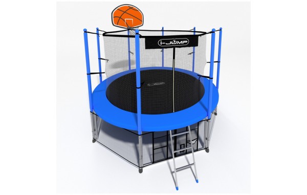 Батут i-Jump Classic Basket 16FT 488 см с нижней сетью и лестницей синий 600_380