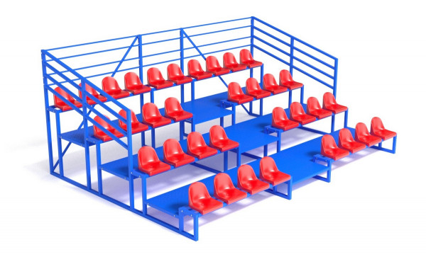 Трибуна с сидениями, четырехрядная, с ограждением Glav 20.009 600_380