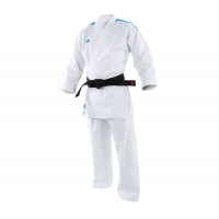 Кимоно для карате Adidas K192SK AdiLight Primegreen WKF белое с синими полосками