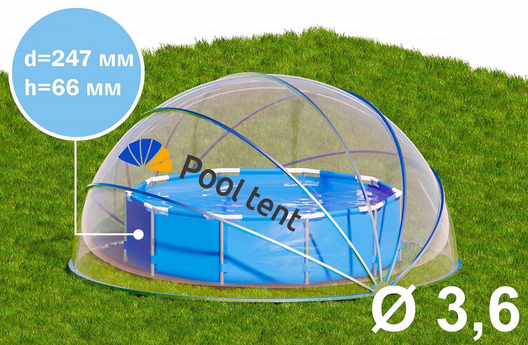 Круглый купольный тент павильон d360см Pool Tent для бассейнов и СПА PT360-B синий 2000_1307