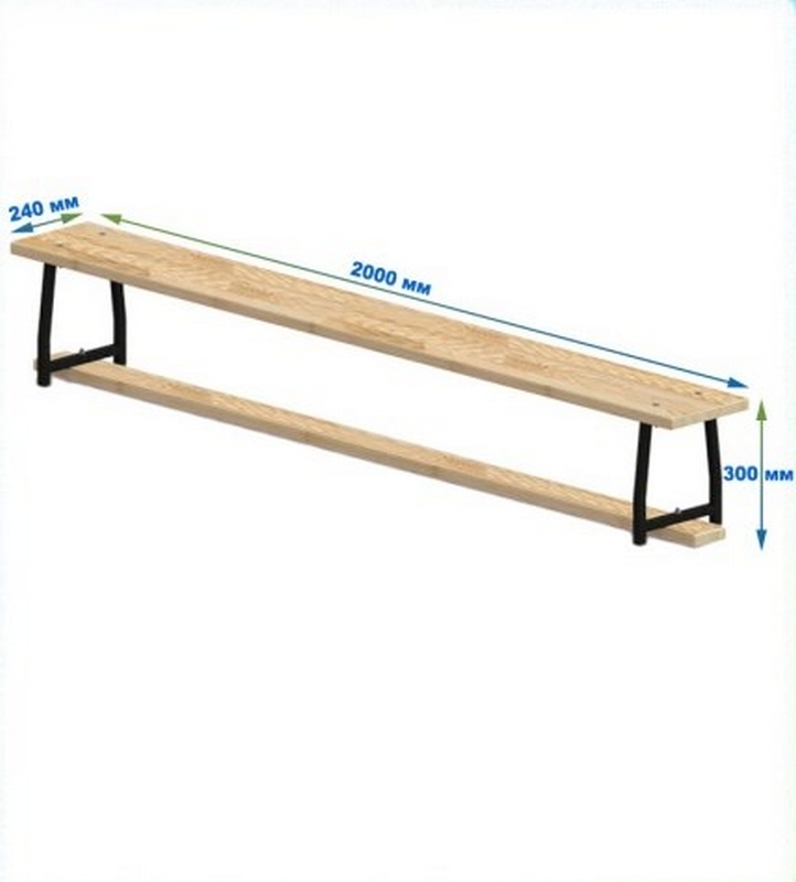 Скамейка гимнастическая 2000мм (щит.сосна) ножки метал Dinamika 722_800