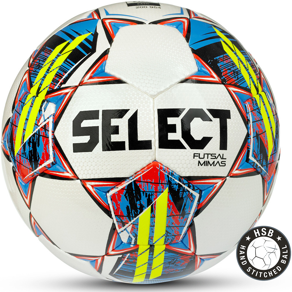 Мяч футзальный Select Futsal Mimas 1053460005, р.4, BASIC, 32 пан, гл.ПУ, руч.сш, бел-сине-красный 1000_1000