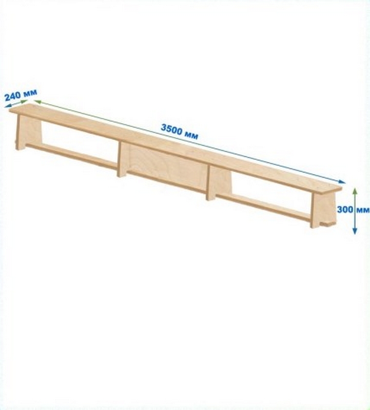 Скамейка гимнастическая 3500мм (фанерная) ножки фанера Dinamika 721_800